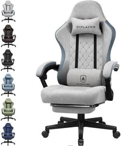 GTPLAYER Chaise de gaming, chaise de bureau avec coussin à ressorts ensachés, accoudoirs et repose-pieds articulés, chaise d'ordinateur ergonomique à dossier haut avec support lombaire