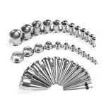 TBOSEN 36PCS Ear Gauge Stretching Kit Stainless Steel Double Flare Alloy Tapers 2 In 1 Plugs Set Eyelet 14G-00G