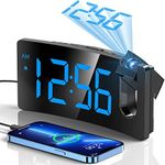 Projection Alarm Clocks Bedside, Digital Clock with 180° Rotatable Projector, 3-Level Brightness Dimmer, LED Display, USB Charger, Progressive Volume, 9mins Snooze, Digital Alarm Clock for Bedroom