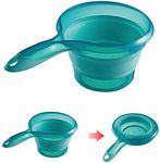 Folding Water Ladle Collapsible Spoon Collapsible Scoop Cup material Thicken great for Bathing Kitchen Ladles Bathroom Hair Washing Water Scoop (Blue)