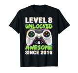 8 Years Old Gift Boy Level 8 Unlocked Awesome 2016 Birthday T-Shirt