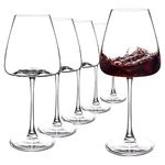 Red Wine Glasses Set of 6, 19.5 oz Durable Wine Glasses, Large Long Stem Wine Glasses with Unique Concave Bowl Base for Wine Tasting, Holiday and Home - Clear Glass