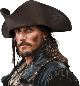 lckellong Pirate Hat Men's Adult Pirate Clothing Party Preferred Dressing Halloween Colony Triangle Hat - Brown