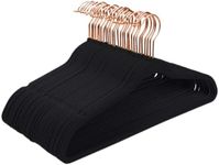 Coat Hangers Velvet 50-Pack Black with Golden Hooks, Non-Slip Hanger for Clothes, Camisole, Robes, Dress & Skirt, Top, Suit, Shirt & Pants, Jackets Coathangers