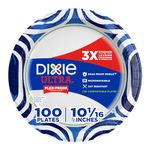 Dixie Ultra, Large Paper Plates, 10 Inch, 100 Count, 3X Stronger*, Heavy Duty, Microwave-Safe, Soak-Proof, Cut Resistant, Disposable Plates for Heavy, Messy Meals