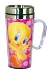 Spoontiques - Insulated Travel Mug - Tweety Bird Coffee Cup - Coffee Lovers Gift - Funny Coffee Mug - 14 oz - Pink 1 Count (Pack of 1)