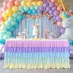 6ft Rainbow Unicorn Tutu Table Skir
