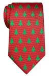 Retreez Christmas Tree Pattern Woven Microfiber Men's Tie - Red