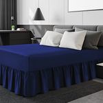 Linen Home Fitted Valance Sheets Super King Extra Deep Fitted Sheets, Microfibre Soft Brushed, Easy Care Non Iron (Super King, Navy)