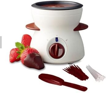 Chocolate Melting Pot Fondue Pot Electric Set for Chocolate and Cheese with Dipping Forks, 9-ounce Detachable Bowl, for Chocolate Melts Cheese Melts (White)