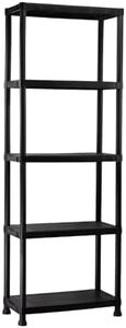 THINIA HOME - Estantería Almacenaje, Polipropileno PP, Multiusos, Hogar, Trastero, Domitorio y Cocina, 5 Baldas, Carga Máxima 125Kg, 60x30.5x172cm (Largo x Ancho x Alto), Color Negro