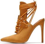 Cape Robbin Strappy Heels for Women Sexy Stiletto Heels - Stiletto Heels for Women Strappy Sandals - Kitten Heel (Raphaela) - Tan Size 5.5