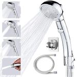 Lwvax Handheld Shower Head For Bathroom with 1.5 Meter Shower Hose Pipe and Wall Hook High Pressure 3 Spray Settings Rain Shower Heads - Chorm Finish