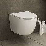 Modern 360mm Bathroom Short Projection Rimless Wall Hung Toilet with Soft Close Seat