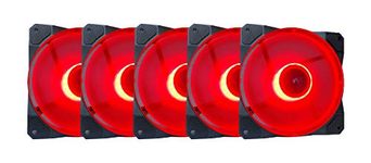 Apevia CO512L-RD Cosmos 120mm Red LED Ultra Silent Case Fan w/ 16 LEDs & Anti-Vibration Rubber Pads (5 Pk)