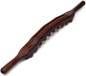 SHREESAMP Wooden Gua Sha Massager Muscle Relaxation Stick Roller Back Legs Guasha Wood Therapy Body Shaping tool Point Neck zik zak line Carbonized 3 Row 31 Beads