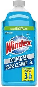 Windex Refill Glass and Window Cleaner Bottle, Bottle Made from 100% Recycled Plastic, Surface Cleaning Spray, Original Blue Scent, 2L (67.6 Fl Oz)