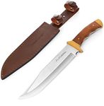 FLISSA 14-inch Bowie Knife, Full-tang Fixed Blade Knife with Wood Handle, Hunting Knife with Leather Sheath for Outdoor Survival, Camping, Hiking