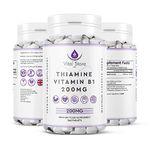 Vitamin B1 Thiamine Supplement 200 mg - 240 Gluten-Free Tablets (8 Month Supply) High Strength Vegan Supplements, Support Heart, Nervous System, and Immune Health