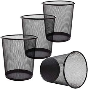 Lawei 4 Pack Trash Can Mesh Round Open Top Wastebasket - 2.5 Gallon Recycling Bins Garbage Waste Baskets for Office Home
