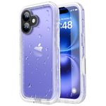 SPORTLINK for iPhone 16 Waterproof Case - Dropproof Shockproof Dustproof 360 Full Body Protection with Built-in Screen Protector, Heavy Duty Rugged Cover for iPhone 16, Frosted Clear [with Lanyard]