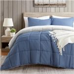 satisomnia California King Comforter Set Blue, Lightweight Comforters Cal King Size Bed, Soft Breathable Down Alternative Bed Comforter Set, Reversible All Season 3Pcs Bedding Set with 2 Pillow Shams