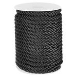 PH PandaHall 8mm 21.9 Yards Decorative Twisted Cord, 3-Ply Braided Cord with Spool, Black Decorative Twisted Satin for Curtain Hooks, Home Decor, Embellishing Clothing and Jewellery Crafts