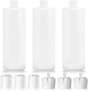 IMPRESA 3 Pack 16oz Plastic Bottle with 6 Caps in 2 Styles - BPA Free Latex-Free, Food-Grade, Great for Shampoo, Body Wash, Sauce and More