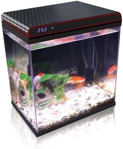 5 Gallon Glass Fish Tank Aquarium Starter Kit - Self-Cleaning, Ultra-Quiet Filter Pump, 3-Color LED Lights, Smart Temp Monitoring for Betta Fish, Shrimp, Kids Gift