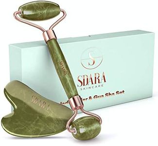 Sdara Gua Sha Stone and Jade Roller Set - Face Massager to Reduce Puffiness and Stimulate Circulation - Skincare Tools
