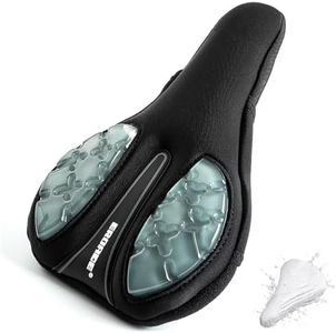 Bike Seat Cusion,Comfort Memory Foam+Gel Shock Aborption Bike Seat Cover for Mountain & Road Bikes & Stationary Bikes Man and Women (Wide Gray)