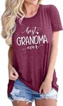 Grandma T Shirt Women Promoted to Grandma Shirt Funny Short Sleeve Grandmother Tees Tops (Purple, XL)