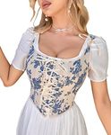 Alivila.Y Fashion Womens Sexy Vintage 1920s Renaissance Lace Trim Corset Bustier 22028-Bluewhite-M