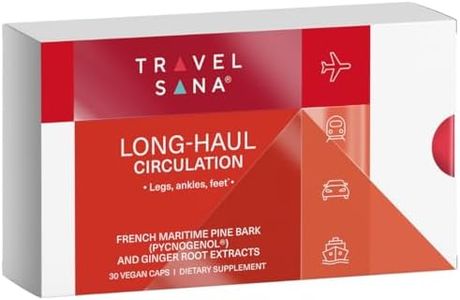 TRAVELSANA Long-Haul Circulation | for Swollen Legs, Ankles, Feet | Relieve Discomfort | Supports Inflammatory Response & Blood Flow | Pycnogenol 100 mg & Ginger Extract | Fast-Acting | 30 Capsules