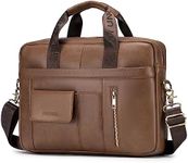 SPAHER Mens Leather Laptop Bag Brie