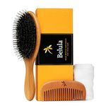 Boar Bristle Hair Brush for Thick Hair Set. Hairbrush for Women With Thick, Long or Curly Hair. Restores Hair's Shine and Health. Comb, Travel Bag & Spa Headband Included