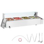 VEVOR 4-Pan Commercial Food Warmer, 4 x 8QT Electric Steam Table with Glass Cover, 1500W Countertop Stainless Steel Buffet Bain Marie 86-185°F Temp Control for Catering, Restaurants, Silver