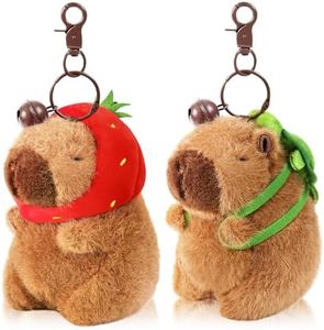 Ditucu 2 Pcs Capybara Plush Keychain Toys Kawaii Strawberry Turtle Capybara Stuffed Animals Dolls Pendant for Backpack Decoration Gift for Kids