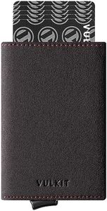 VULKIT Pop up Wallet Minimalist Cash Wallets RFID Blocking Leather Smart Credit Card Holder with Magnetic Closure for Men (Dark-Grey)