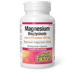 Natural Factors Magnesium Bisglycinate 100mg Plus L-Theanine 125mg, 90 Vegetarian Capsules, Promotes Relaxation & Supports Muscle Function, Proudly Canadian