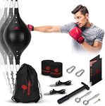 Boxerpoint Double End Bag for Boxing – Premium Punching Bag for Adults – Durable PU Leather Material & Adjustable Cords – Double End Bag Boxing Equipment for Training at Home & Gym (Oval)