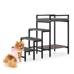 Pet Window Perch with Stairs, Grey Dog Window Perch with Stairs, 4 Steps Dog Bunk Beds with Stairs, Pet Stairs for High Beds with Cushion for Medium Small Sized Pets