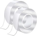 Double Sided Tape Heavy Duty - 2 Pack 20FT Multipurpose Removable Wall Mounting Tape, Reusable Strong Adhesive Nano Tape Command Strips for Crafts, Carpet, Photo Frame