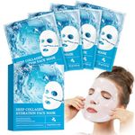 Collagen Face Mask, Deep Collagen Hydration Face Mask, Collagen Mask, Hydrating Overnight Hydrogel Mask, Pore Minimizing, Moisturize, Firm & Enhance Skin Vitality (34g x 4ea)