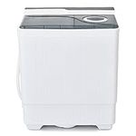 COSTWAY Portable Washing Machine, Twin Tub 26 Lbs Capacity, 18 Lbs Washer and 8 Lbs Spinner, Compact Washer with Control Knobs, Timer Function, Drain Pump, Laundry washer for Apartment RV, Grey