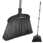 MASTERTOP Heavy Duty Broom Outdoor, Garden Broom with Stiff Bristles & 142cm Long Handle, Outdoor Broom Sweeping Brush for Patio Garage Home Lobby Sidewalks Cleaning, Angle Broom