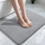 Yimobra Memory Foam Bath Mat 51 x 81 cm, Non Slip Bathroom Mat, Soft Absorbent Quick Dry Bath Rug, Machine Washable for Shower, Sink and Bathroom, Grey