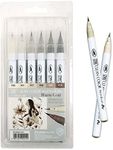 Kuretake ZIG Clean Color Real Brush Marker, Flexible Brush Tips, Watercolor Pens for Painting, Drawing, Calligraphy and Brush Lettering for Artists, Made in Japan (6 Warm Gray Colors set)