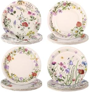 Zopeal 60-Piece Floral Spring/Summer Paper Dessert Plates - 9 Inch, Disposable, Microwave Safe, Ideal for Weddings, Birthdays, Anniversaries & More