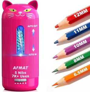 AFMAT Electric Pencil Sharpener, Auto in & Out, 5 Nibs, 7K+ Uses, Fully Automatic Classroom Pencil Sharpener, Rechargeable Hands-Free Sharpeners for Jumbo/Colored Pencils (φ6.5-12mm) PSJ2